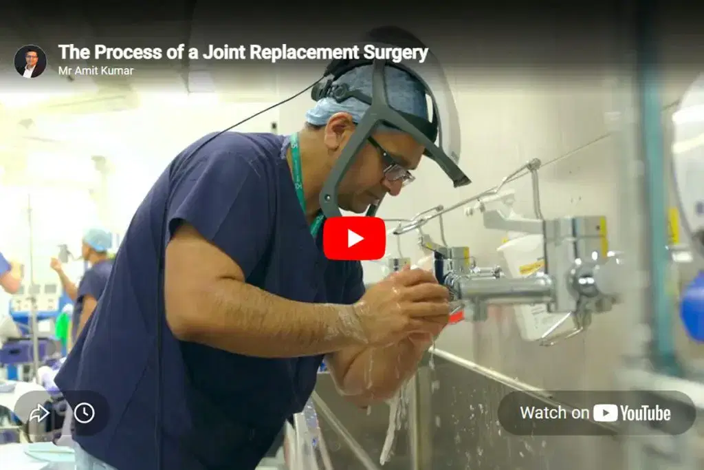 Surgeon getting ready for hip and knee replacement surgery