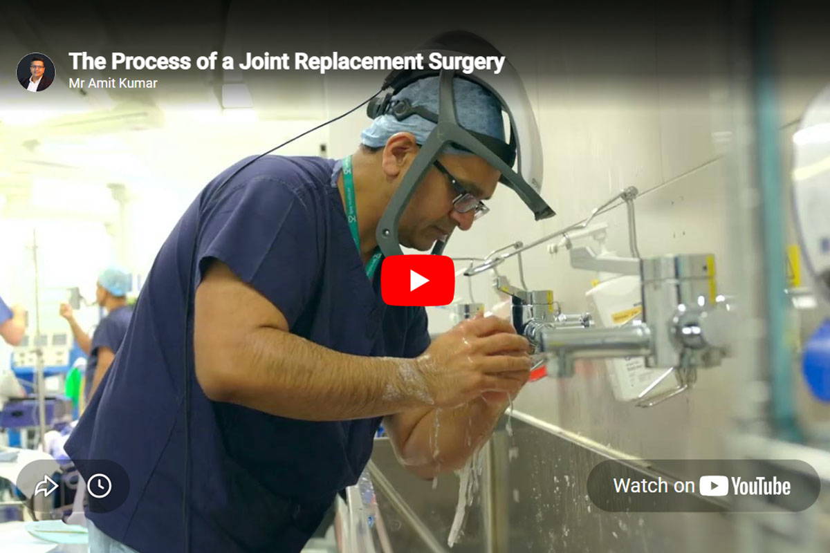 Surgeon getting ready for hip and knee replacement surgery